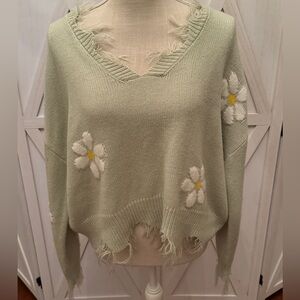 Green Daisy Sweater